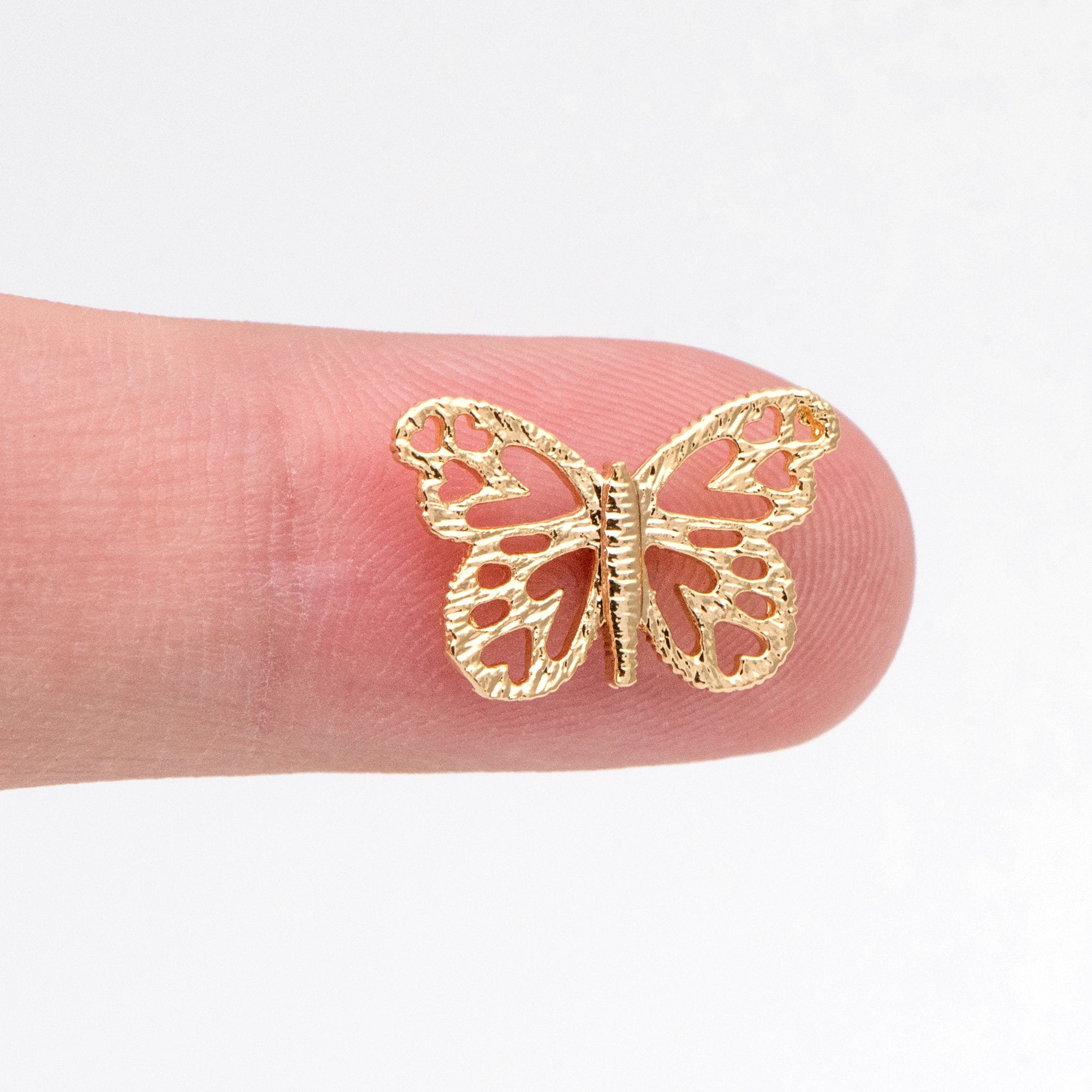 4pcs Gold/ Silver plated Brass Butterfly Charm Pendants 15.5x10mm, Jewelry Findings Wholesale Supplies (GB-3561-P)